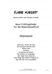 Frhlingslieder Blserklasse - Altposaune in C
