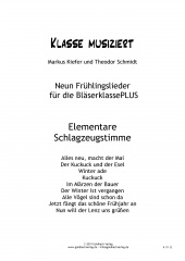 Frhlingslieder Blserklasse - Elementares Schlagzeug